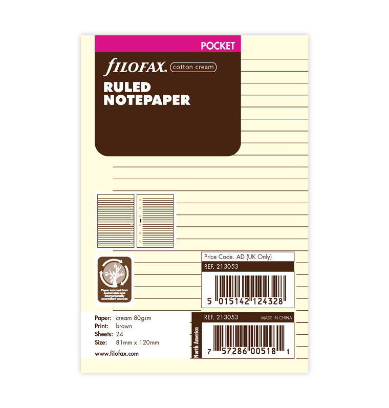 Feuilles de notes lignées - Cotton Cream - Pocket