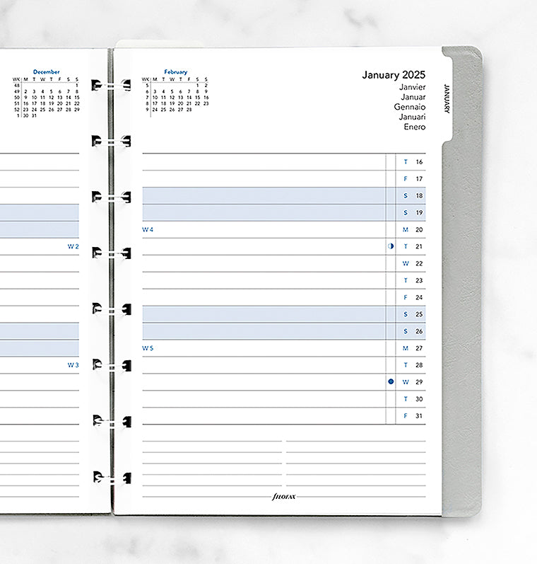 Filofax Notebooks - Planning mensuel avec onglets - A5 - 2025 - 25-15210