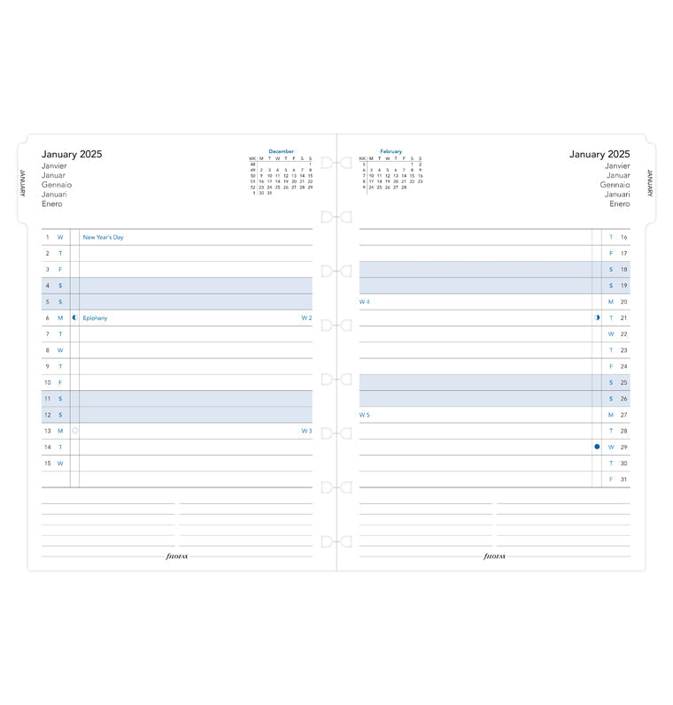 Filofax Notebooks - Planning mensuel avec onglets - A5 - 2025 - 25-15210