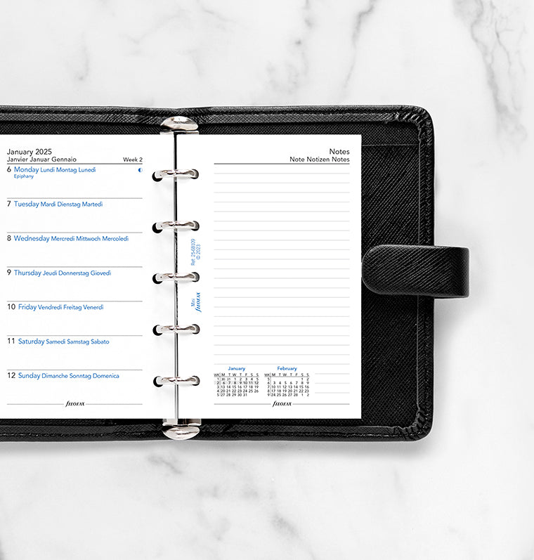Semaine sur 1 page + page de notes - multilingue - Mini - 2025 - 25-68109