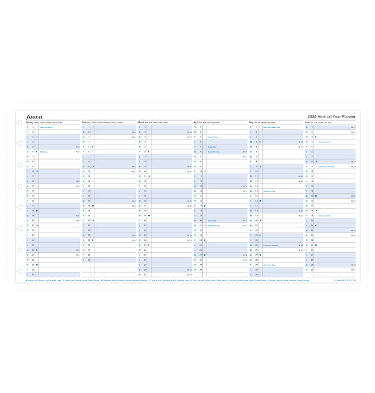 Recharge Calendrier Filofax Filofax Notebook Planning annuel dépliant - A5 - 2026 26-15202