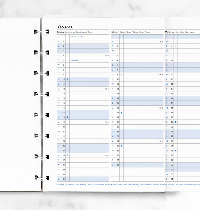 Recharge Calendrier Filofax Filofax Notebook Planning annuel dépliant - A5 - 2026 26-15202