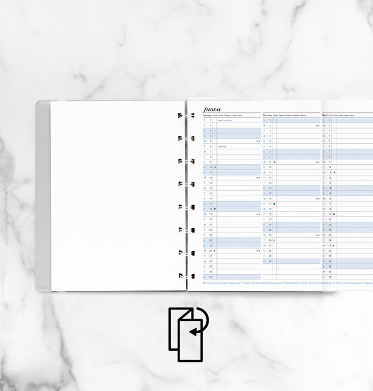 Recharge Calendrier Filofax Filofax Notebook Planning annuel dépliant - A5 - 2026 26-15202