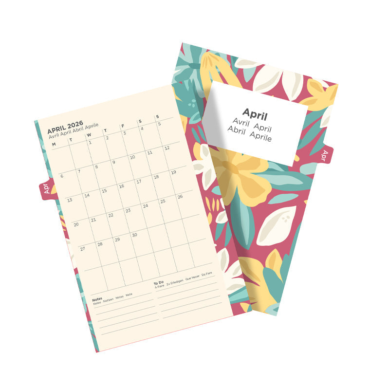 Recharge Calendrier Filofax Semaine sur deux pages - multilingue - recharge illustrée Floral - Pocket - 2026 26-6321