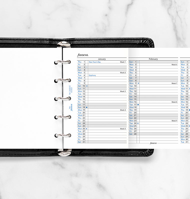 Planning annuel vertical - anglais - Mini - 2026 - 26-68102