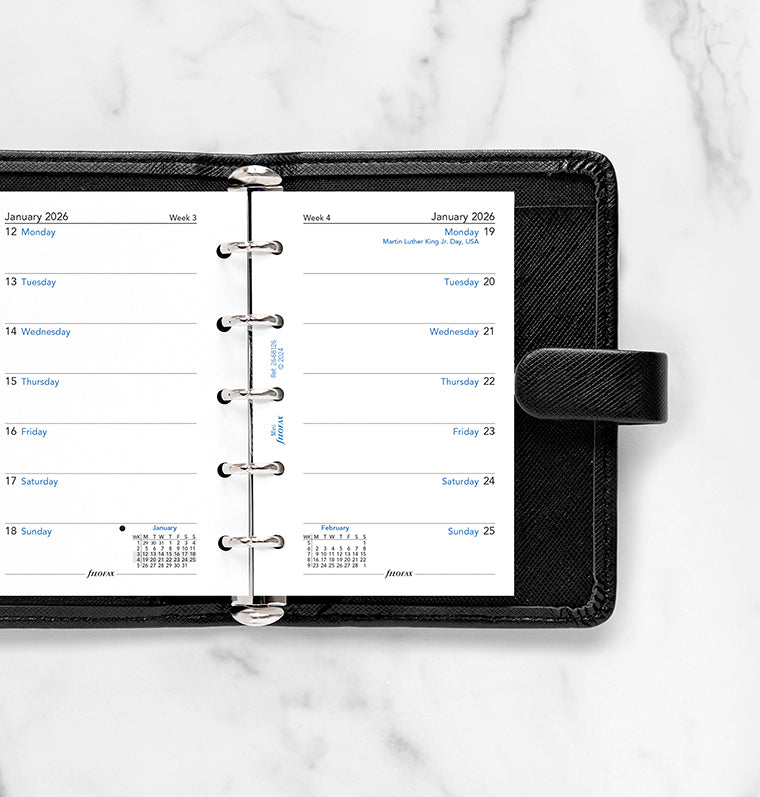 Recharge Calendrier Filofax Semaine sur une page - anglais - Mini - 2026 26-68126