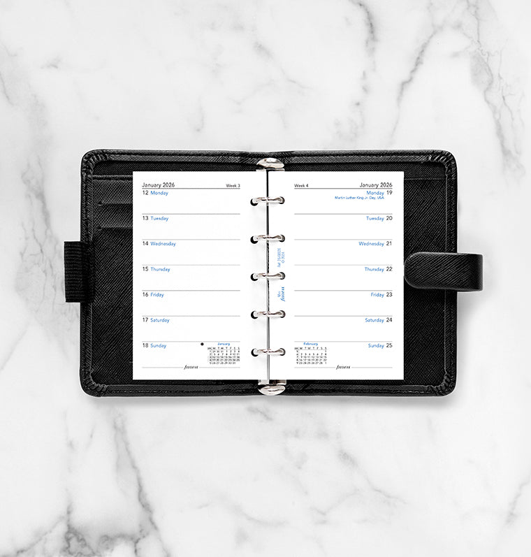 Recharge Calendrier Filofax Semaine sur une page - anglais - Mini - 2026 26-68126