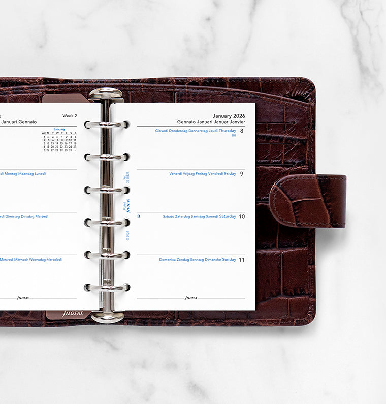 Recharge Calendrier Filofax Semaine sur deux pages - multilingue - Pocket - 2026 26-68227