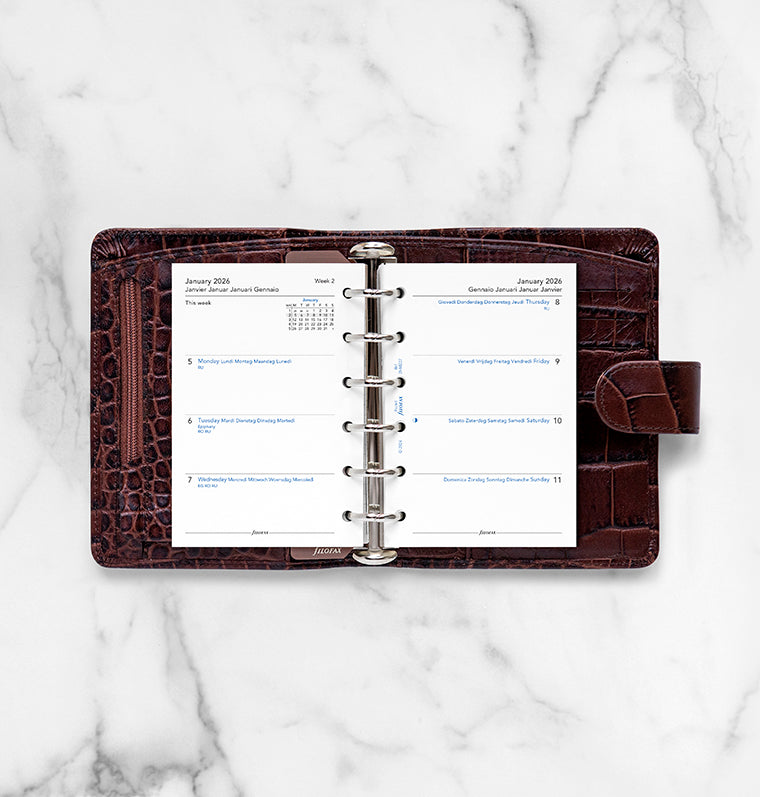 Recharge Calendrier Filofax Semaine sur deux pages - multilingue - Pocket - 2026 26-68227