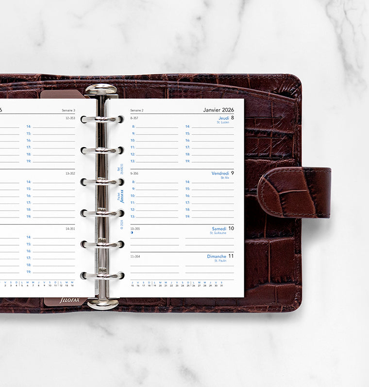 Recharge Calendrier Filofax Semaine sur deux pages - français - Pocket - 2026 26-68231