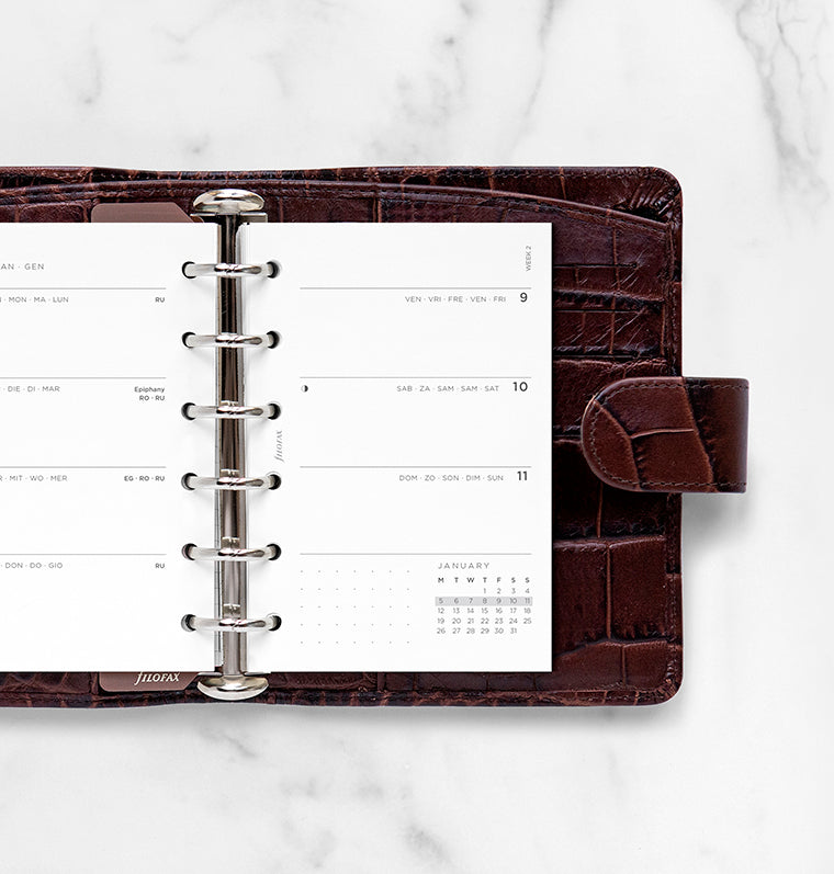 Recharge Calendrier Filofax Semaine sur deux page Minimal - Pocket 2026 26-68290