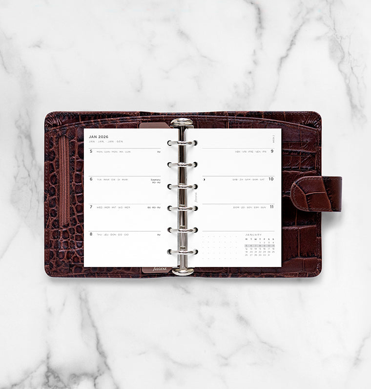 Recharge Calendrier Filofax Semaine sur deux page Minimal - Pocket 2026 26-68290