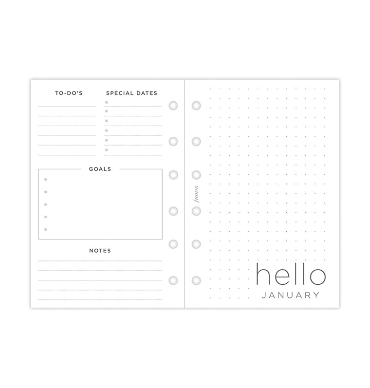 Recharge Calendrier Filofax Semaine sur deux page Minimal - Pocket 2026 26-68290