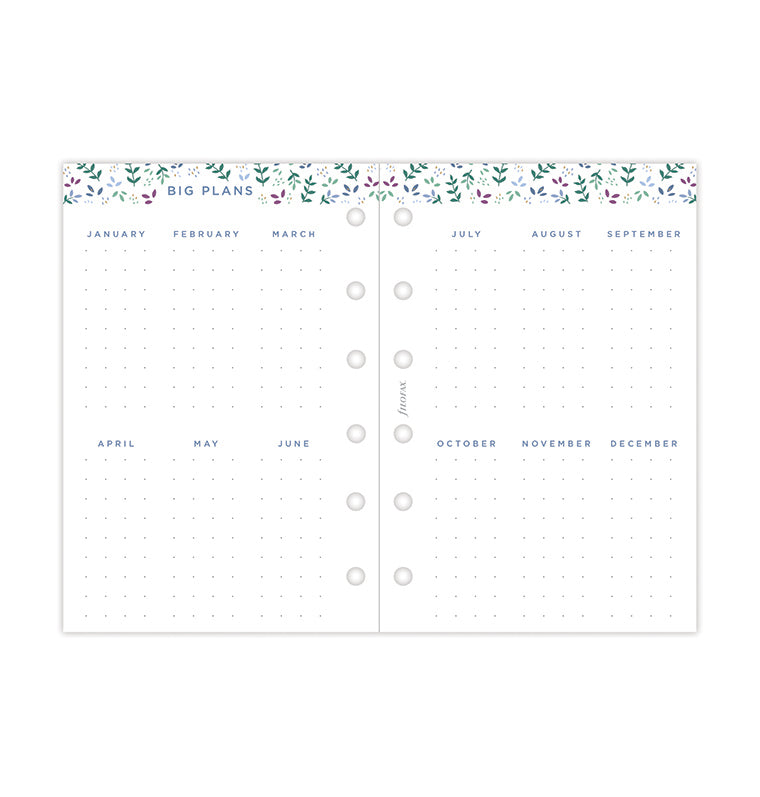 Recharge Calendrier Filofax Semaine sur deux pages Garden - Pocket 2026 26-68292