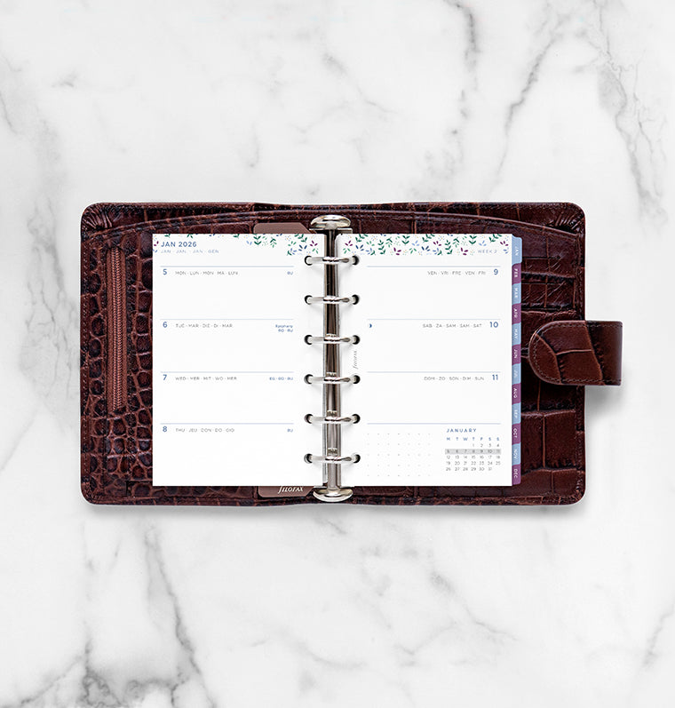 Recharge Calendrier Filofax Semaine sur deux pages Garden - Pocket 2026 26-68292