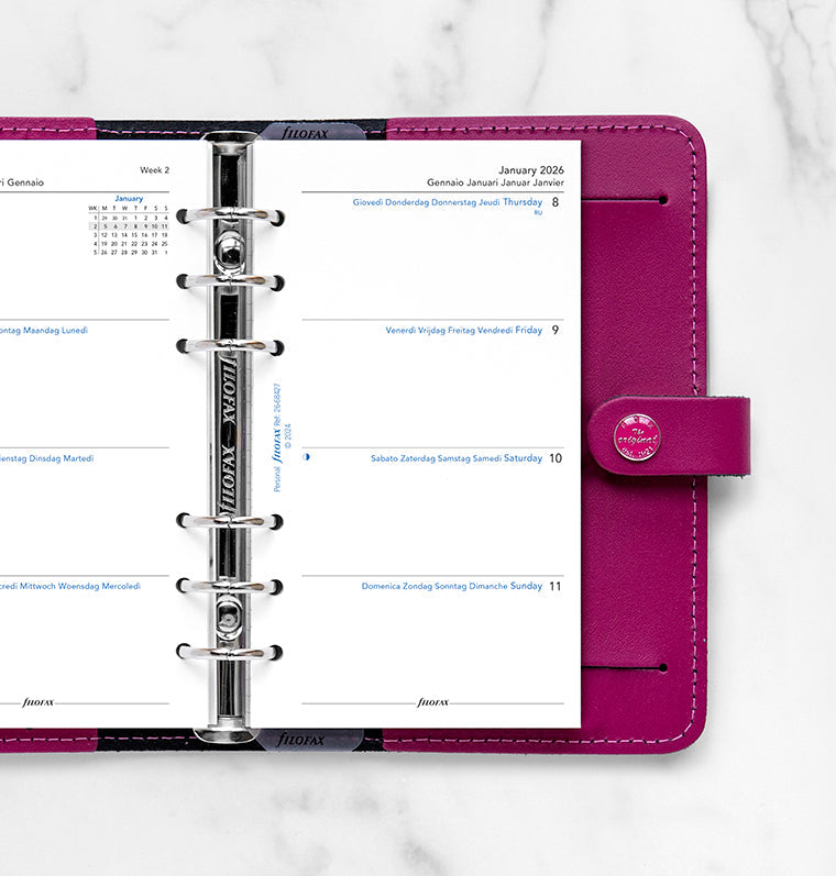 Recharge Calendrier Filofax Semaine sur deux pages - multilingue - Personal - 2026 26-68427