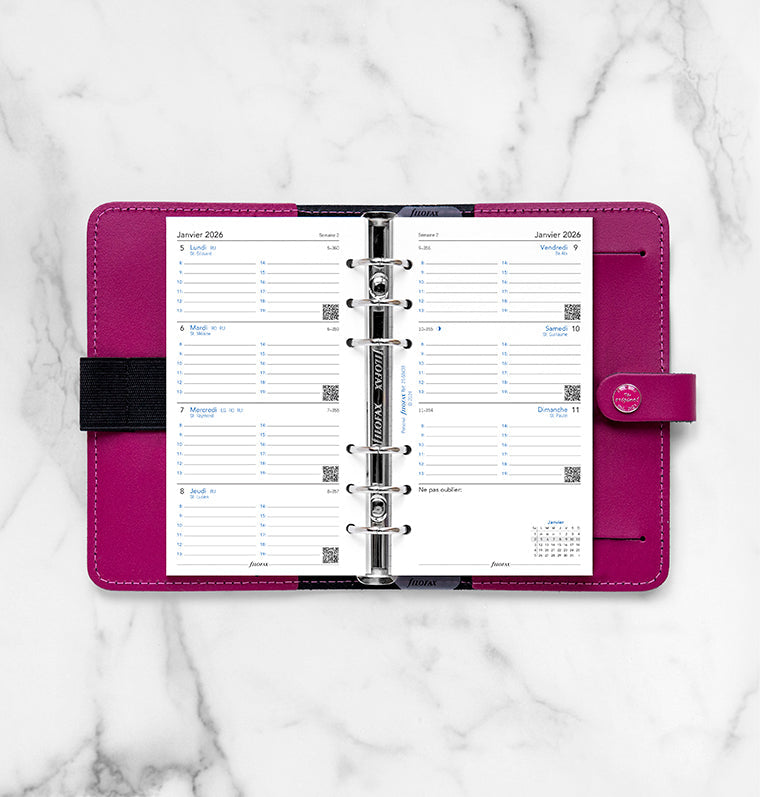 Recharge Calendrier Filofax Semaine sur deux pages français - Personal - 2026 26-68438