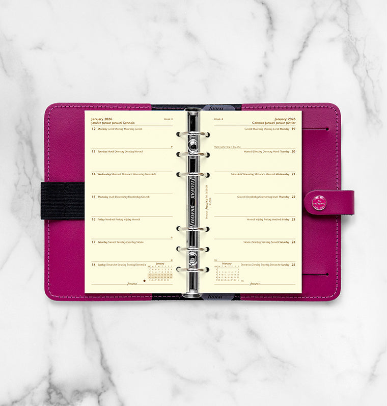 Recharge Calendrier Filofax Semaine sur une page - multilingue - Personal - 2026 26-68439