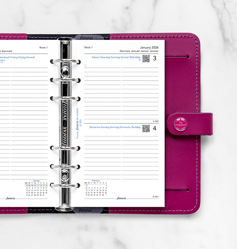 Recharge Calendrier Filofax Jour par page - multilingue - Personal - 2026 26-68442