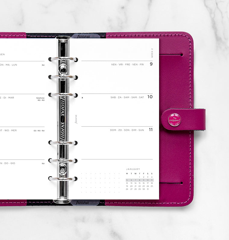 Recharge Calendrier Filofax Semaine sur deux page Minimal - Personal 2026 26-68490