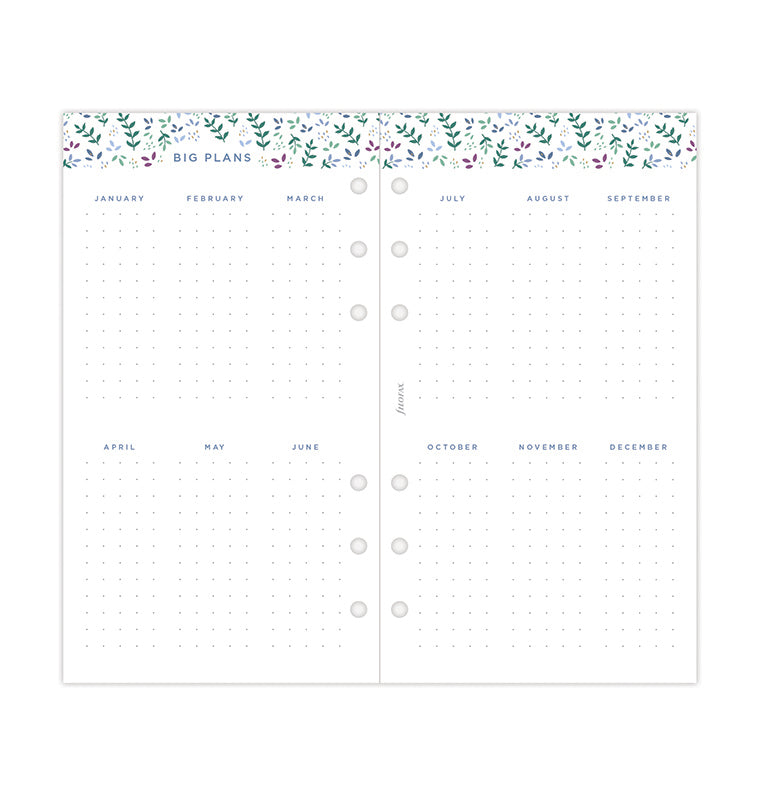 Recharge Calendrier Filofax Semaine sur deux pages Garden - Personal 2026 26-68492