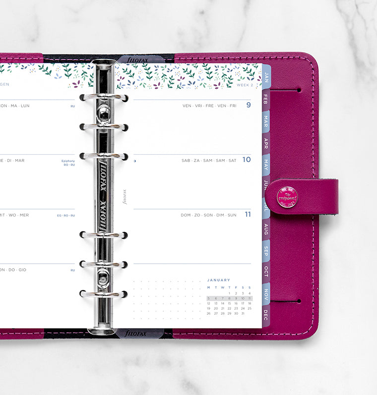 Recharge Calendrier Filofax Semaine sur deux pages Garden - Personal 2026 26-68492
