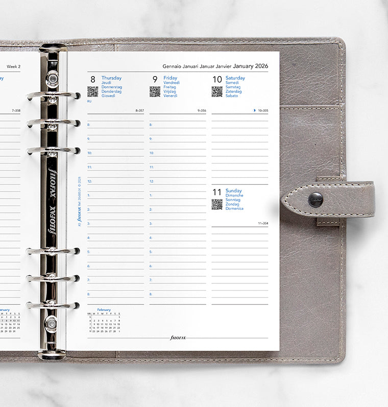 Recharge Calendrier Filofax Semaine sur deux pages - multilingue - A5 - 2026 26-68514