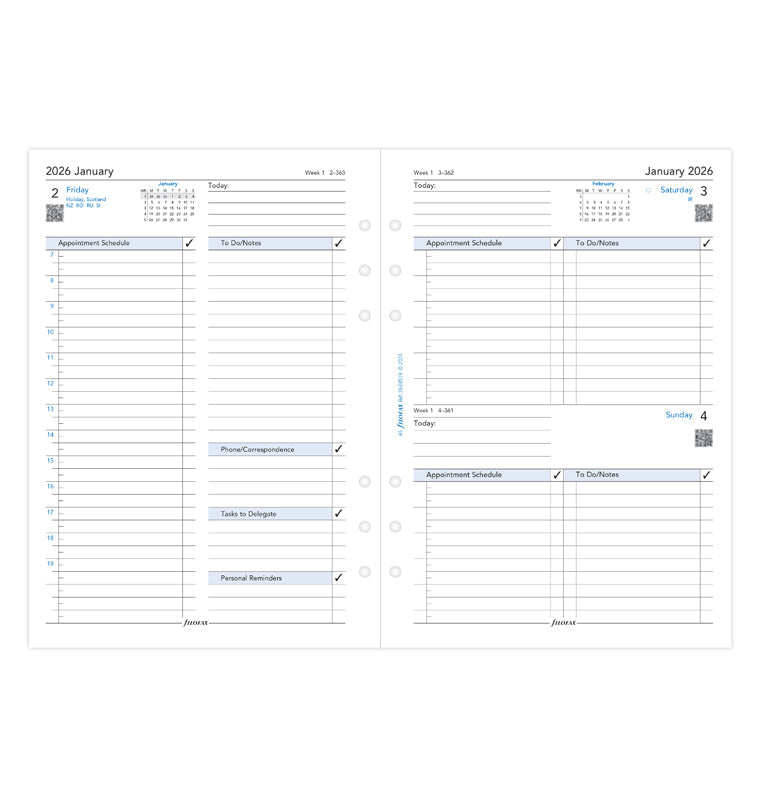Recharge Calendrier Filofax Jour par page - anglais - A5 - 2026 26-68519