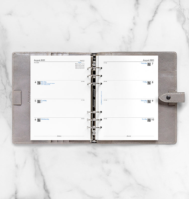 Recharge Calendrier Filofax Semaine sur deux pages - anglais - académique - A5 - 25/26 26-68562