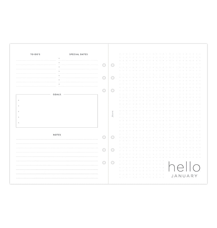 Recharge Calendrier Filofax Semaine sur deux page Minimal - A5 2026 26-68590