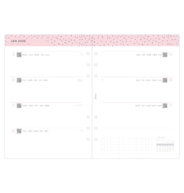 Recharge Calendrier Filofax Semaine sur deux pages Confetti - A5 2026 26-68591