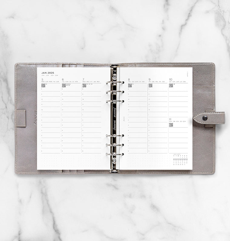 Recharge Calendrier Filofax Semaine sur deux page verticale Minimal - A5 2026 26-68593