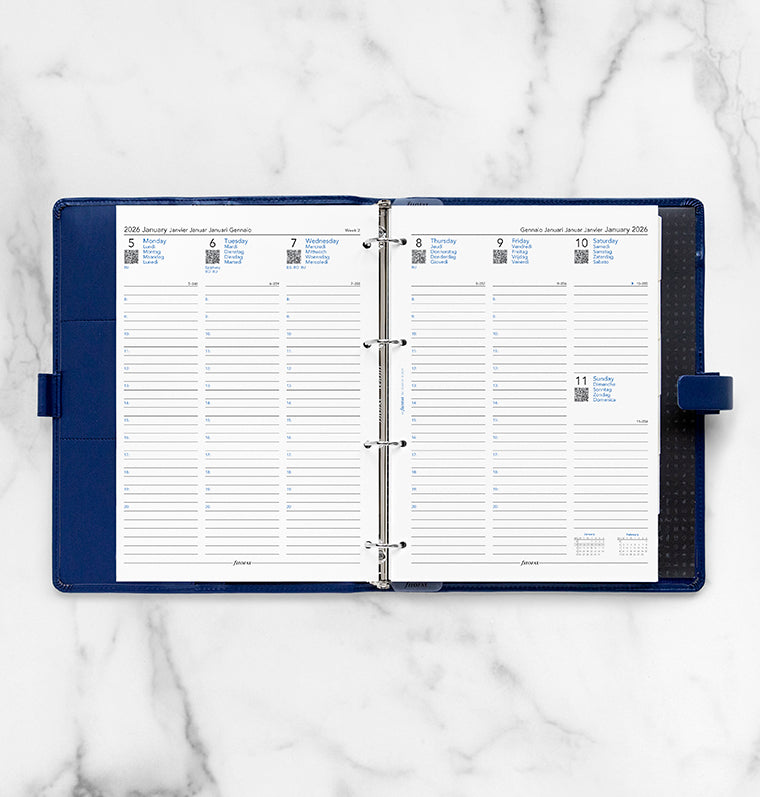 Recharge Calendrier Filofax Semaine sur deux pages - multilingue - A4 - 2026 26-68714