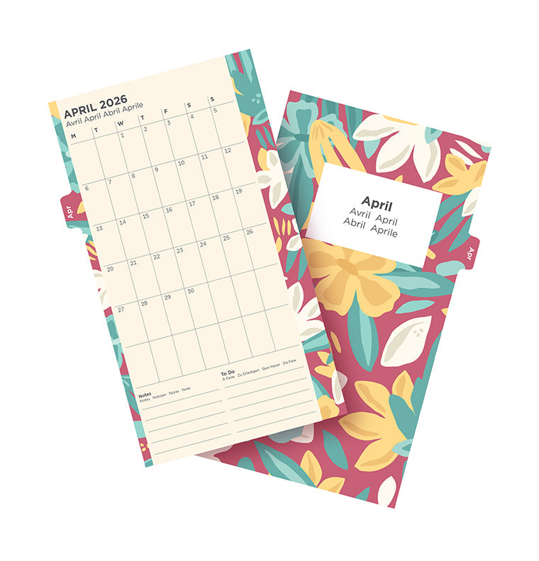 Recharge Calendrier Filofax Semaine sur deux pages - multilingue - recharge illustrée Floral - Personal - 2026 26-6341