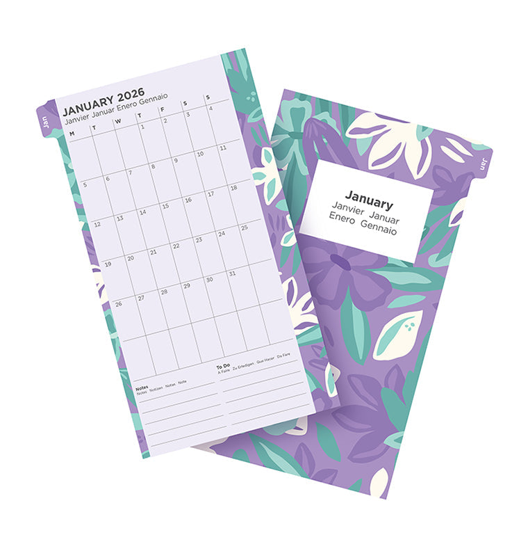 Recharge Calendrier Filofax Semaine sur deux pages - multilingue - recharge illustrée Floral - Personal - 2026 26-6341