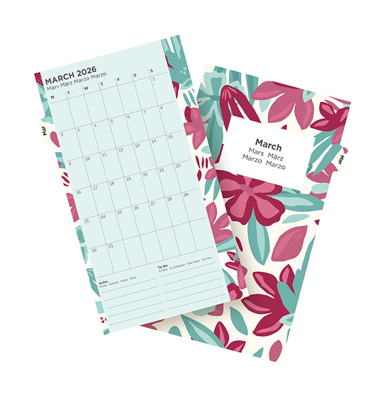 Recharge Calendrier Filofax Semaine sur deux pages - multilingue - recharge illustrée Floral - Personal - 2026 26-6341