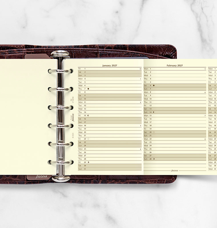 Recharge Calendrier Filofax Planning annuel vertical - anglais - Pocket - 2027 27-68208