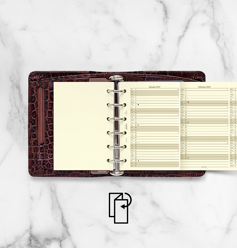 Recharge Calendrier Filofax Planning annuel vertical - anglais - Pocket - 2027 27-68208