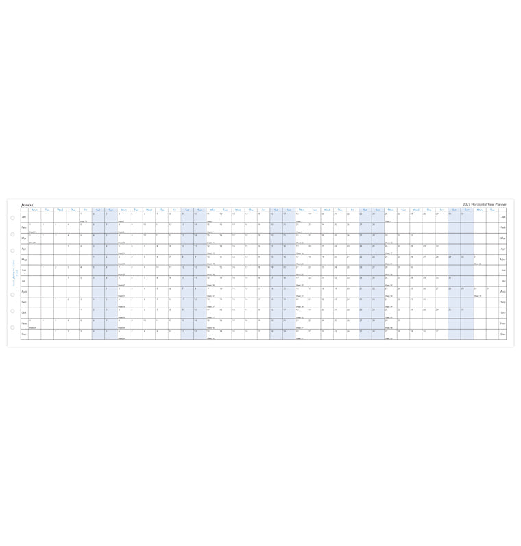 Recharge Calendrier Filofax Planning annuel horizontal - anglais - Personal - 2027 27-68401