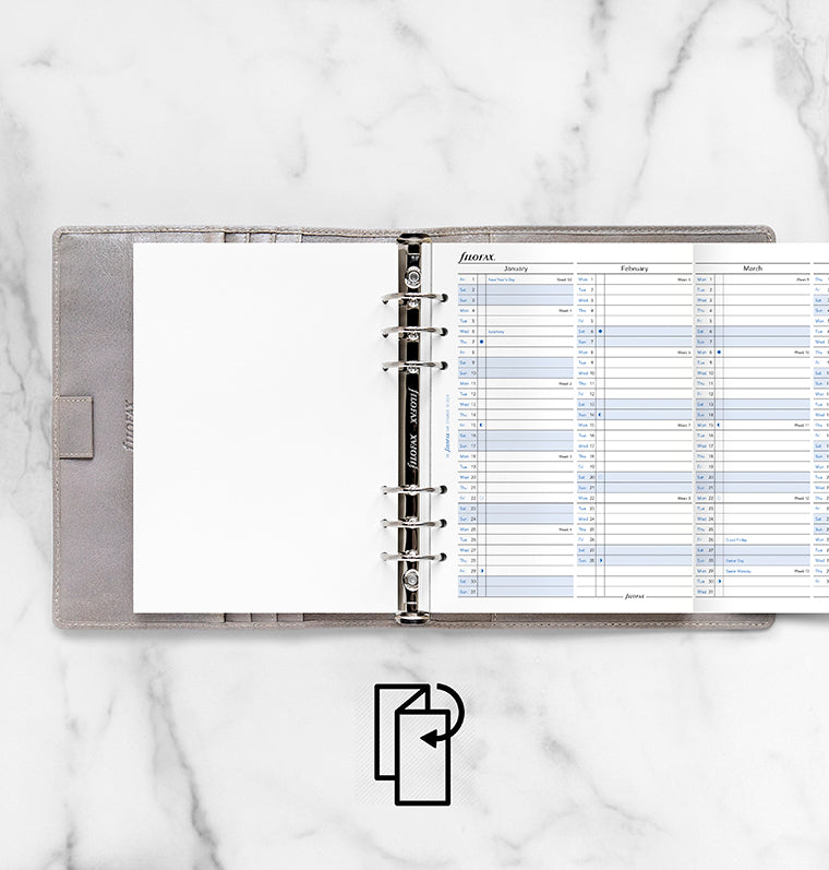 Recharge Calendrier Filofax Planning annuel vertical - anglais - A5 - 2027 27-68501