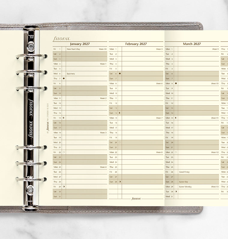 Recharge Filofax Planning annuel vertical - anglais - A5 - 2027 27-68508