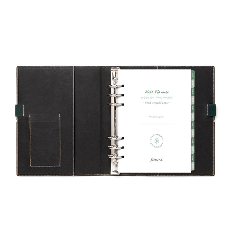 Filofax Eco Essential A5 Organiser Ash Grey - open with contents