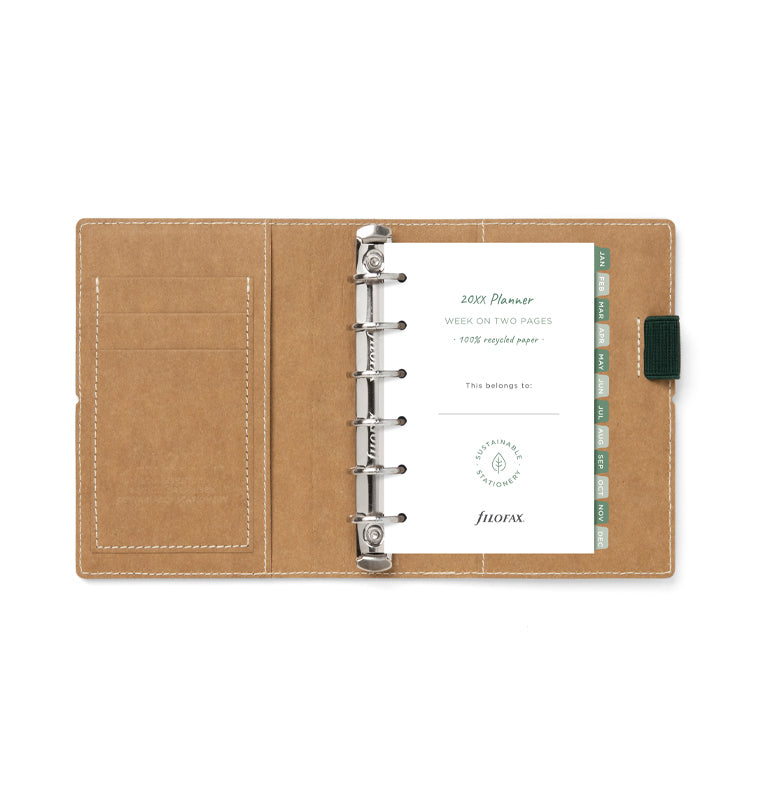Filofax Eco Essential Pocket Organiser Ebony Black - open with contents