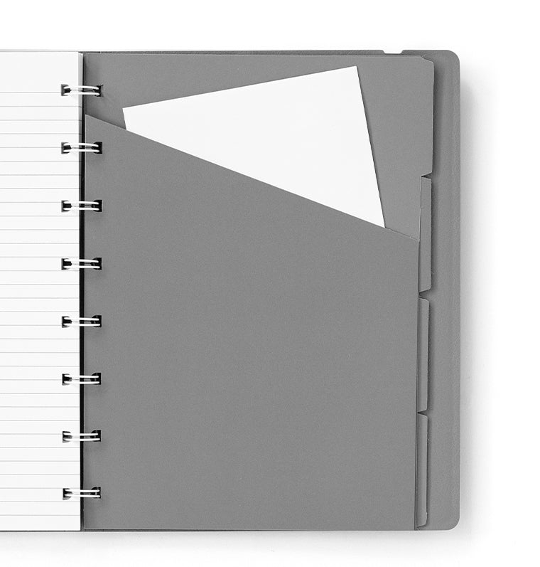 Filofax Contemporary A5 Refillable Notebook in Graphite with divider pocket