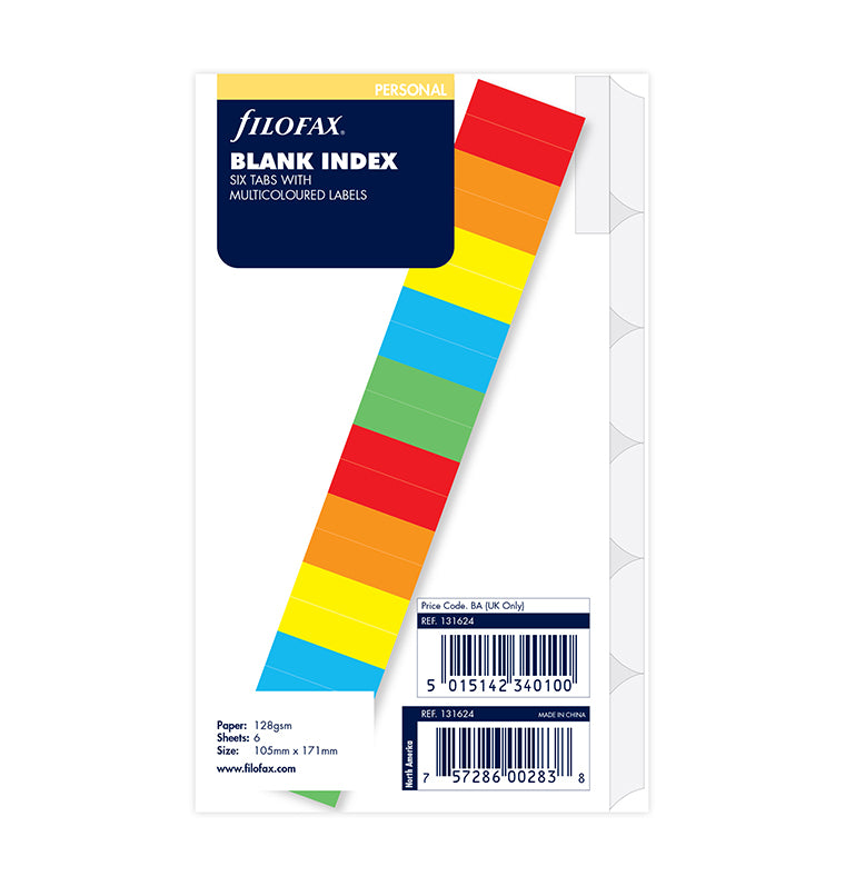 Blank Dividers with Coloured Labels - Personal