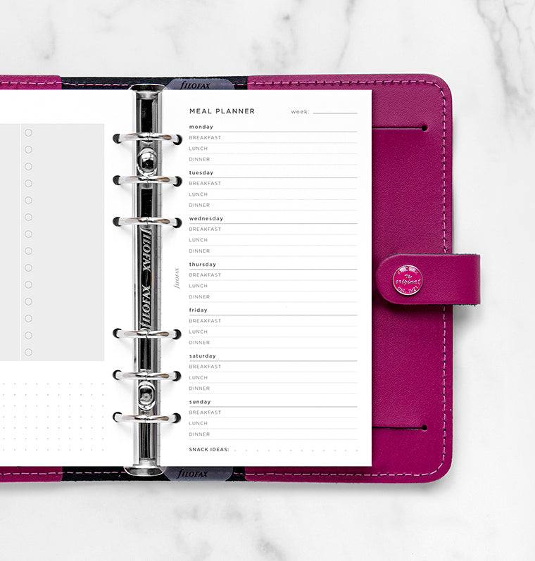 Filofax Meal Planner Refill in Personal size