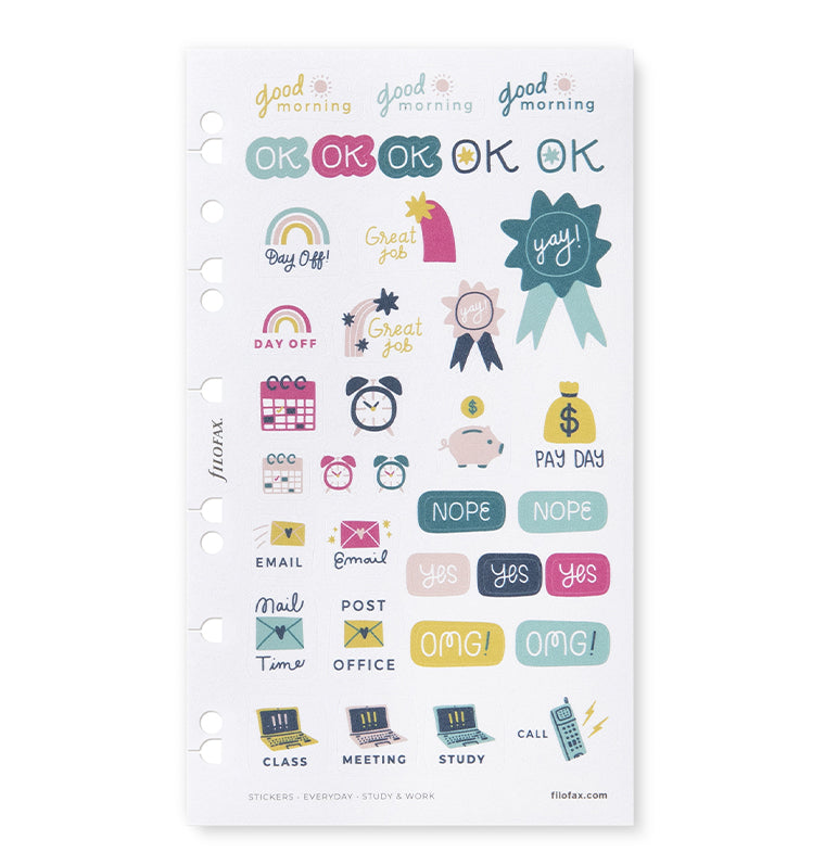 Filofax Everyday Study & Work Stickers for planners and notebooks