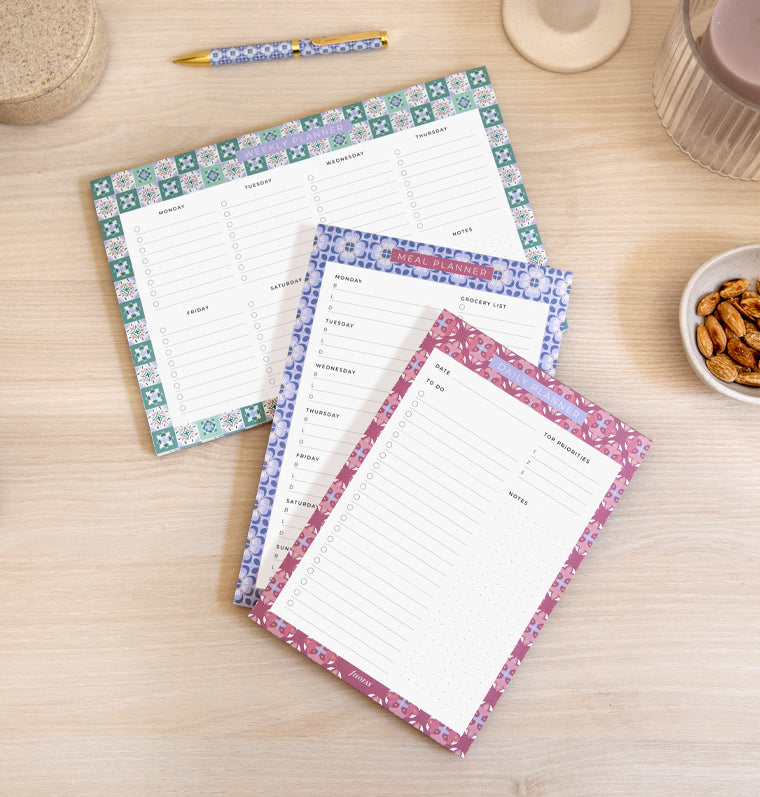 Filofax Mediterranean Notepad Collection - Weekly Planners, Meal Planners and Daily Planners