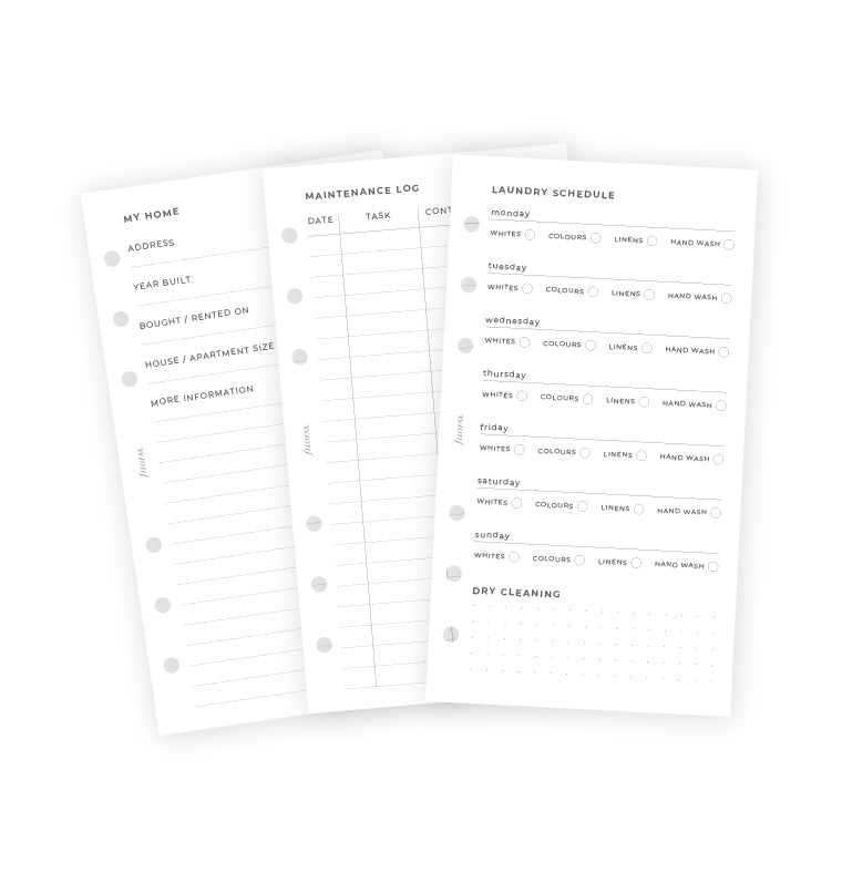 Filofax Household Planner Refill for Personal Organisers and Clipbook