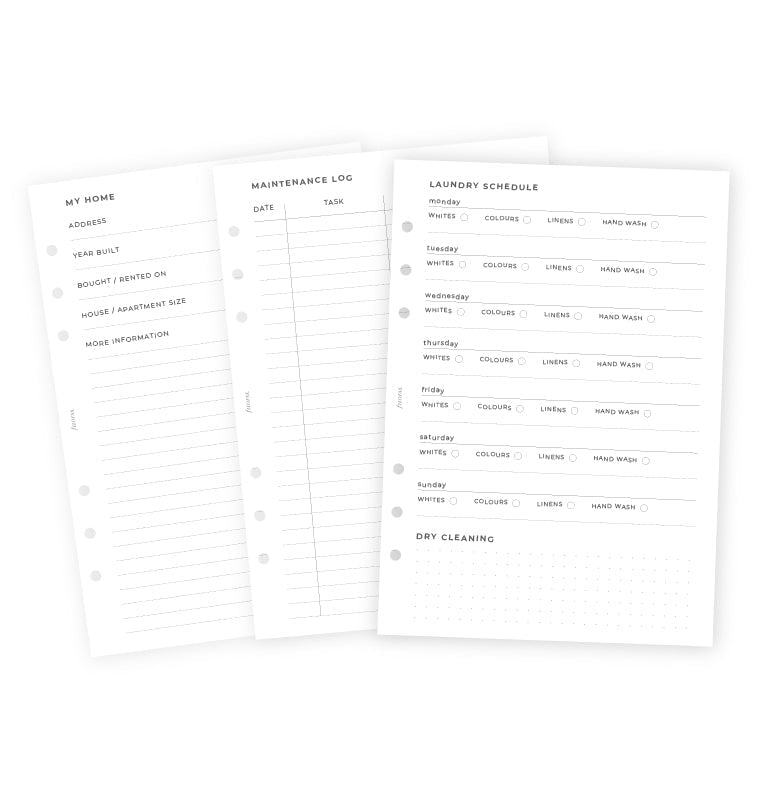 Filofax Household Planner Refill for A5 size Organisers and Clipbook